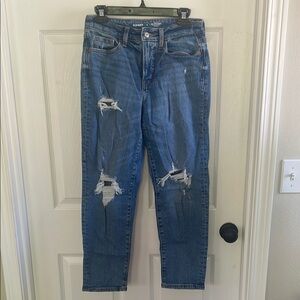 Old Navy Blue Ankle Cropped Jeans with Distressed Details